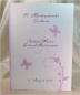 Kirchenheft zur Hochzeit in zartem Flieder mit floralem Motiv und Schmetterlingen