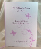 Kirchenheft zur Hochzeit in zartem Flieder mit floralem Motiv und Schmetterlingen