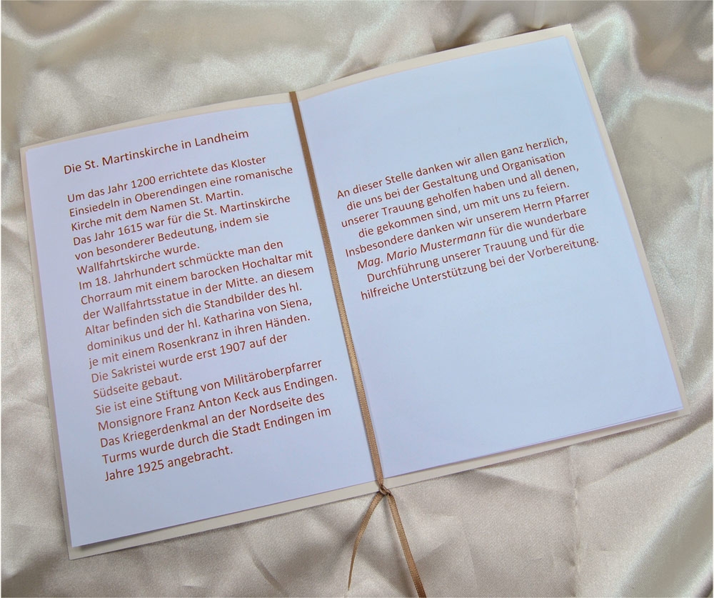 Ihr Kirchenprogramm zur Hochzeit