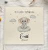 personalisiertes Gästebuch & Album zum 1. Geburtstag oder zur Babyparty mit Elefant, Herz, Wolken und Sternen