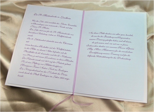 Programmheft für die Hochzeit